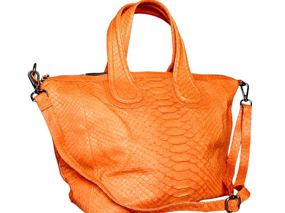 Cute Snakeskin Tote Leather Handbag - Python Jacket by LFM Fashion