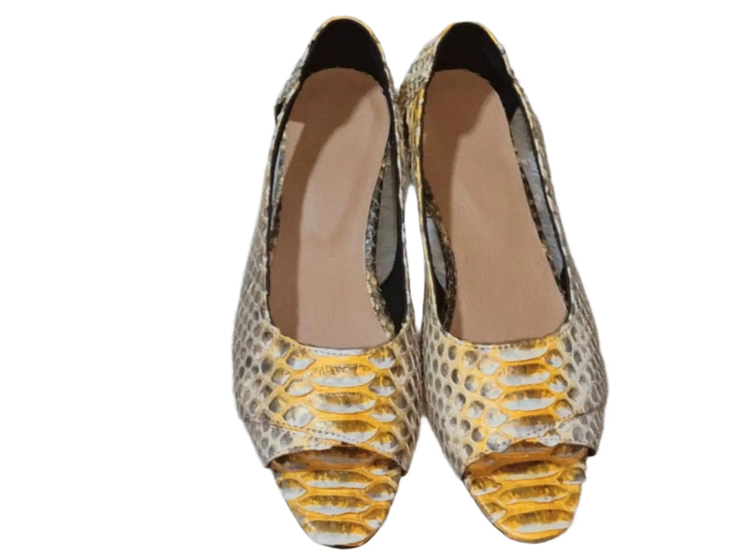 Snake Skin Open Toe Pump Shoes - Python Jacket by LFM Fashion