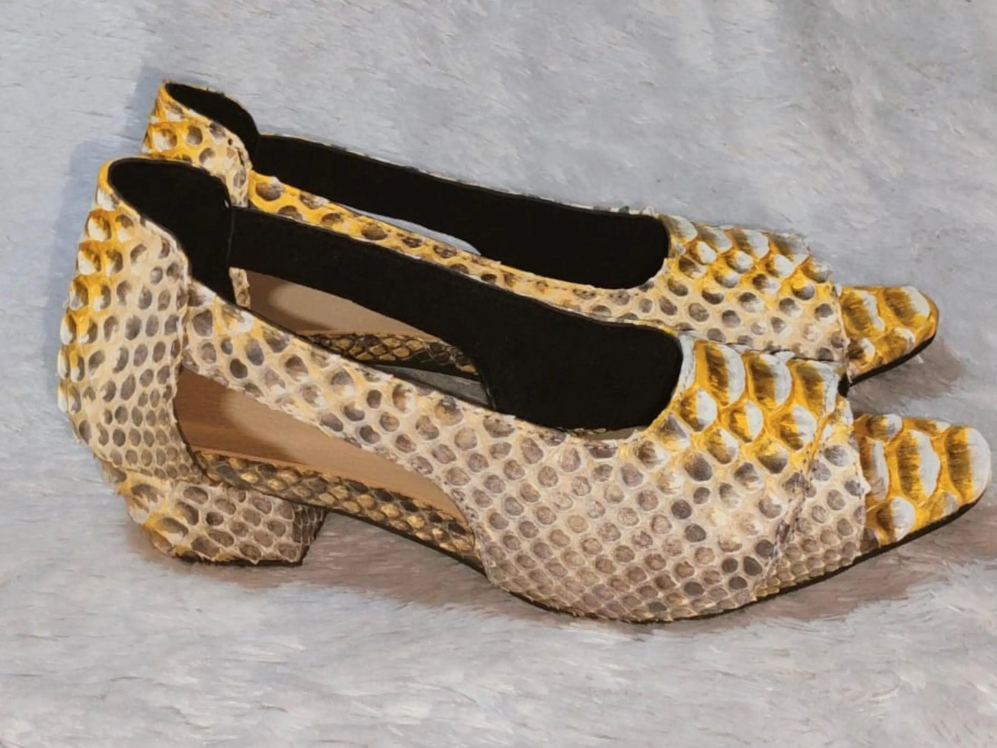 Snake Skin Open Toe Pump Shoes - Python Jacket by LFM Fashion