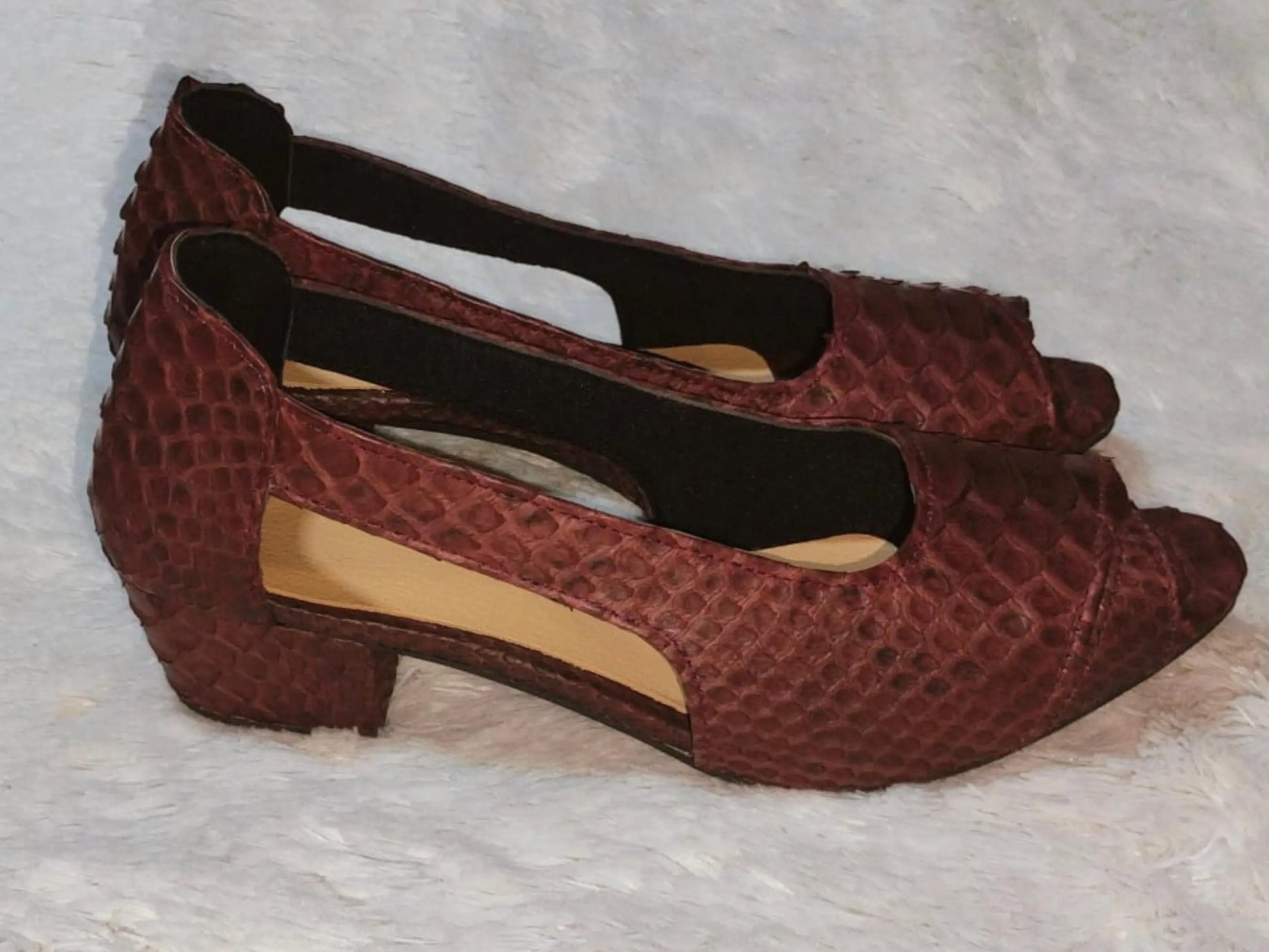 Snake Skin Open Toe Pump Shoes - Python Jacket by LFM Fashion