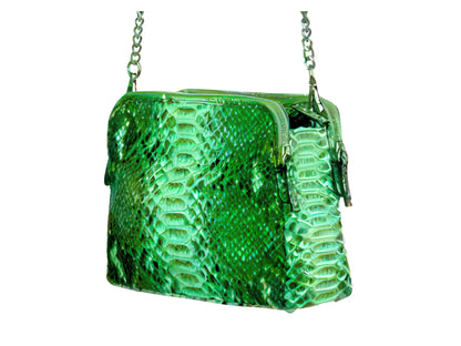 Traveling Crossbody Snakeskin Bag Double Large Zip Pockets - Python Jacket by LFM Fashion