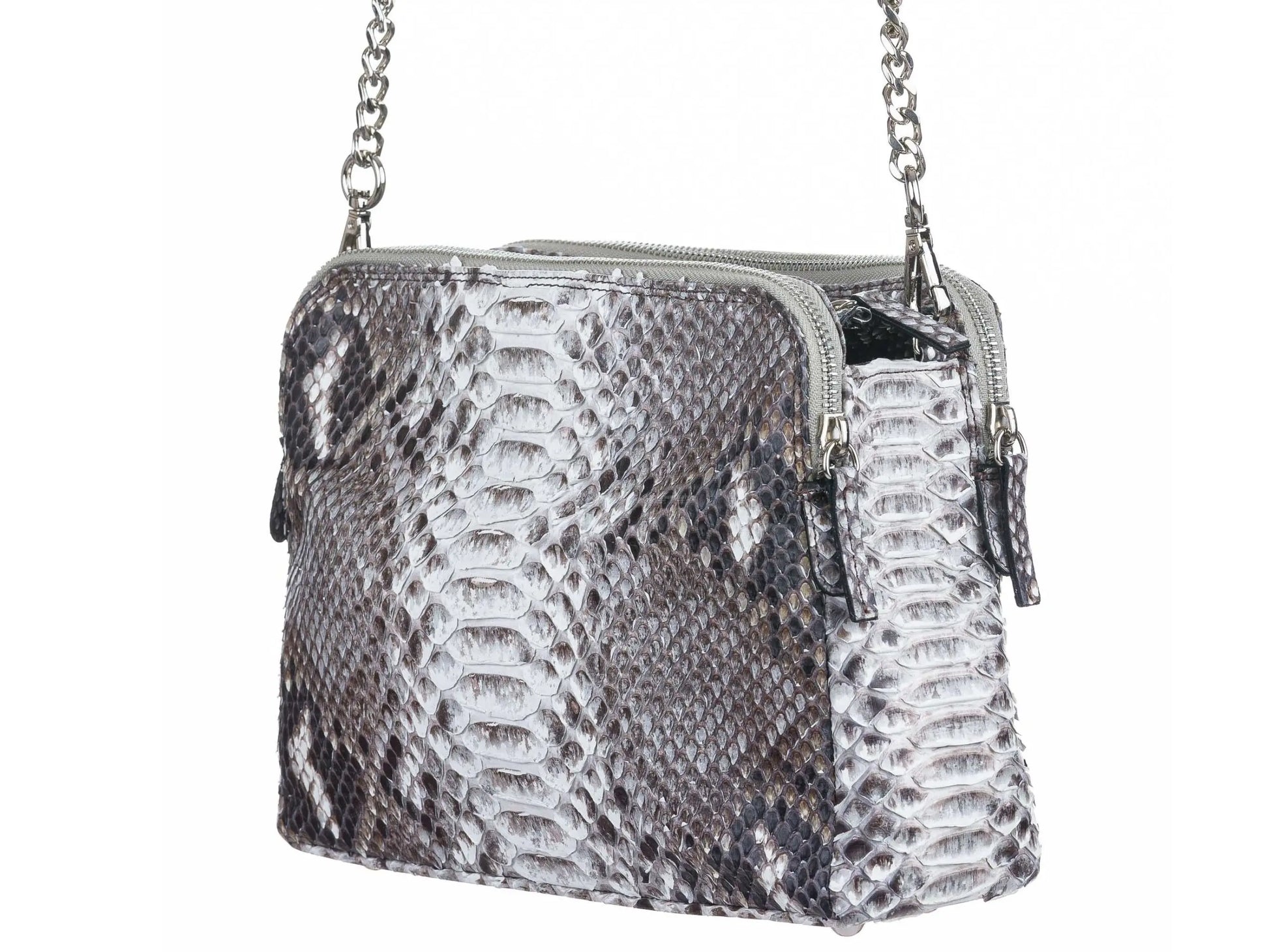 Traveling Crossbody Snakeskin Bag Double Large Zip Pockets - Python Jacket by LFM Fashion