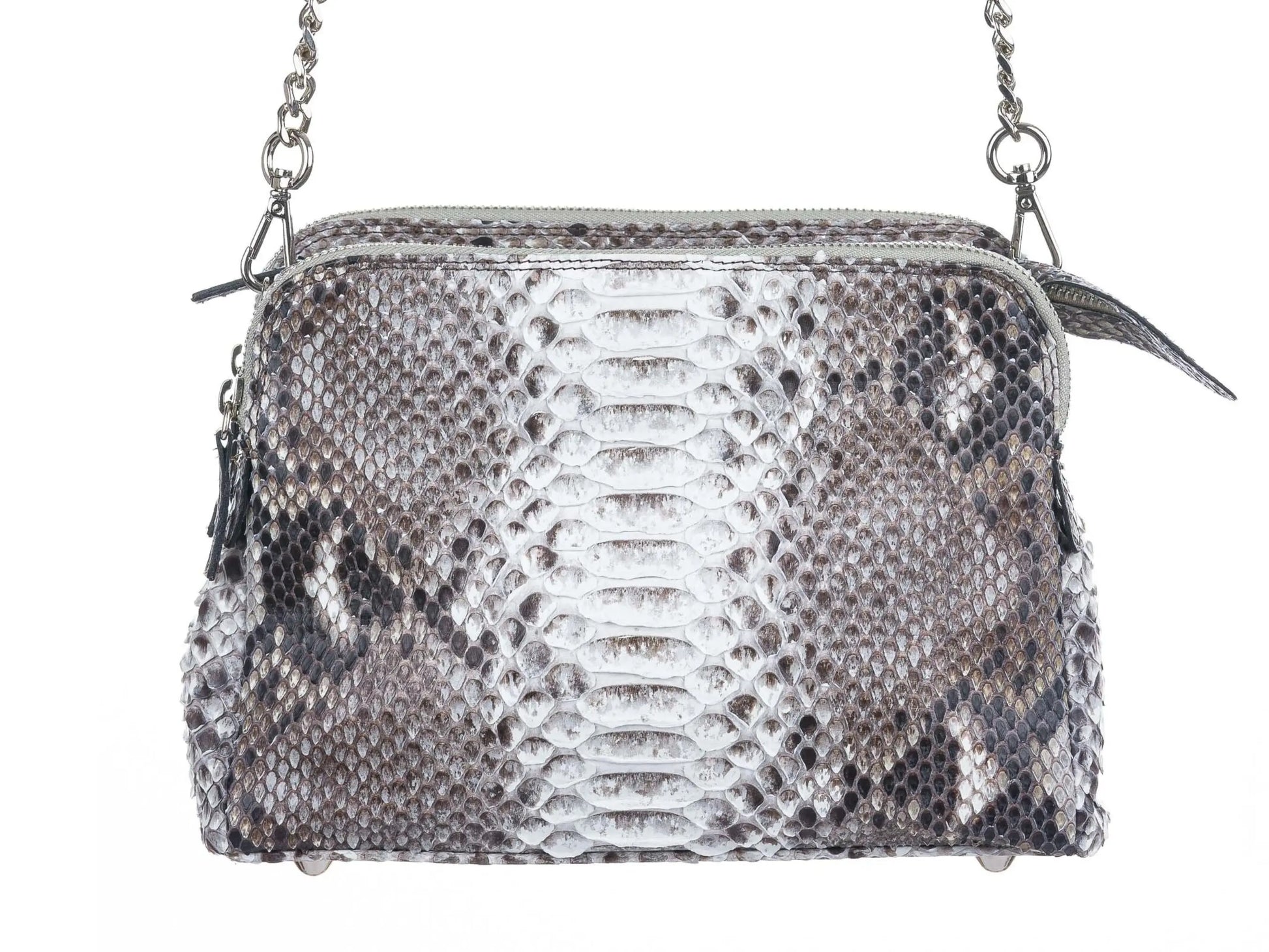 Traveling Crossbody Snakeskin Bag Double Large Zip Pockets - Python Jacket by LFM Fashion