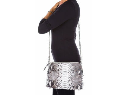 Traveling Crossbody Snakeskin Bag Double Large Zip Pockets - Python Jacket by LFM Fashion