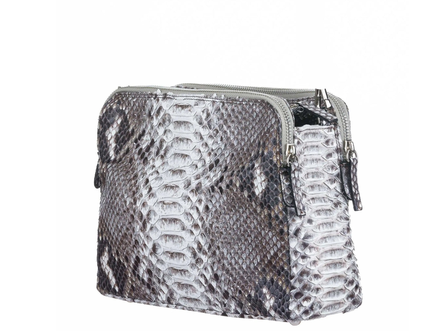 Traveling Crossbody Snakeskin Bag Double Large Zip Pockets - Python Jacket by LFM Fashion