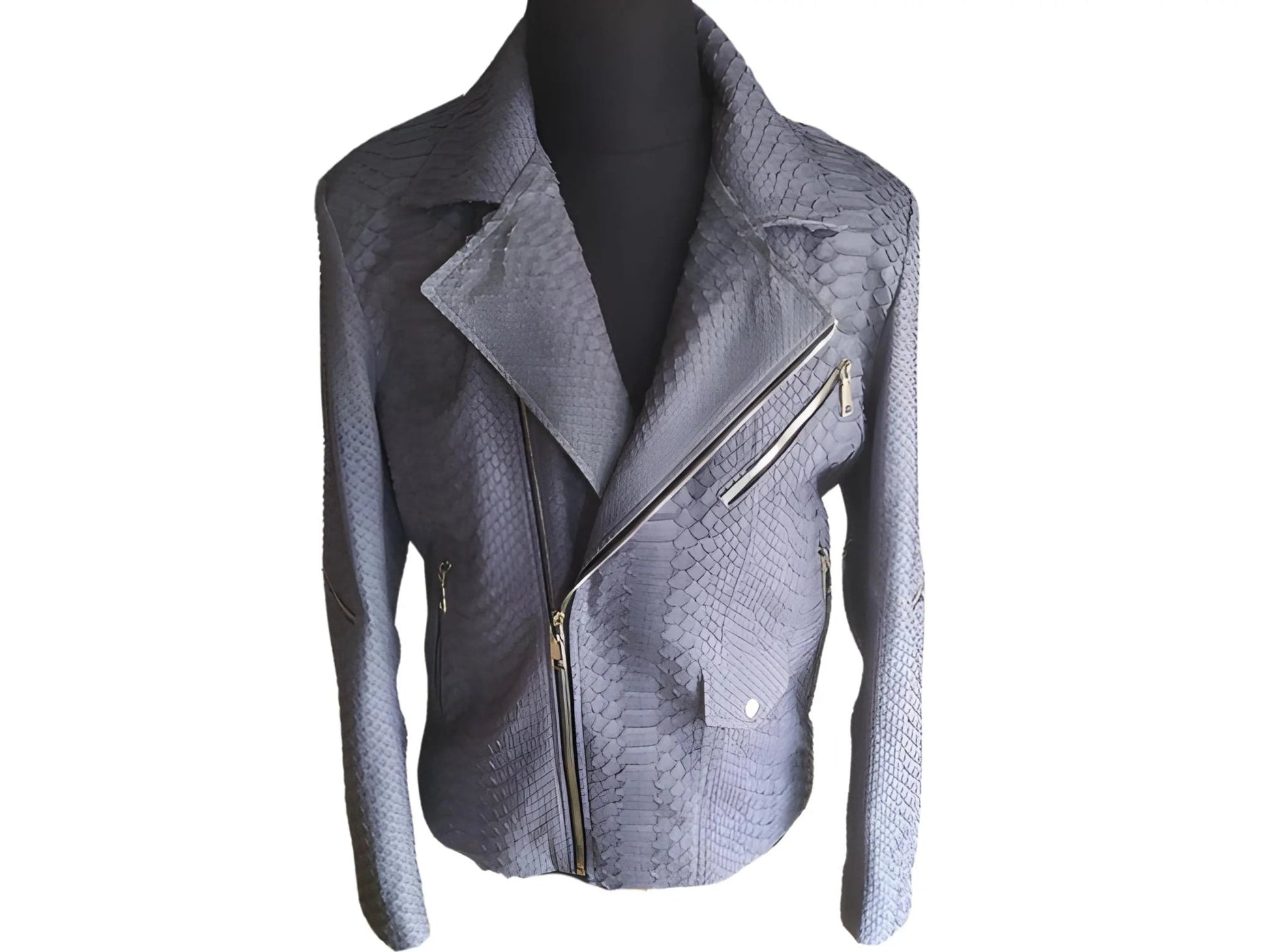 Amethyst Smoke Snakeskin Leather Jacket - Python Jacket by LFM Fashion
