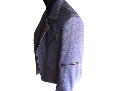 Amethyst Smoke Snakeskin Leather Jacket - Python Jacket by LFM Fashion