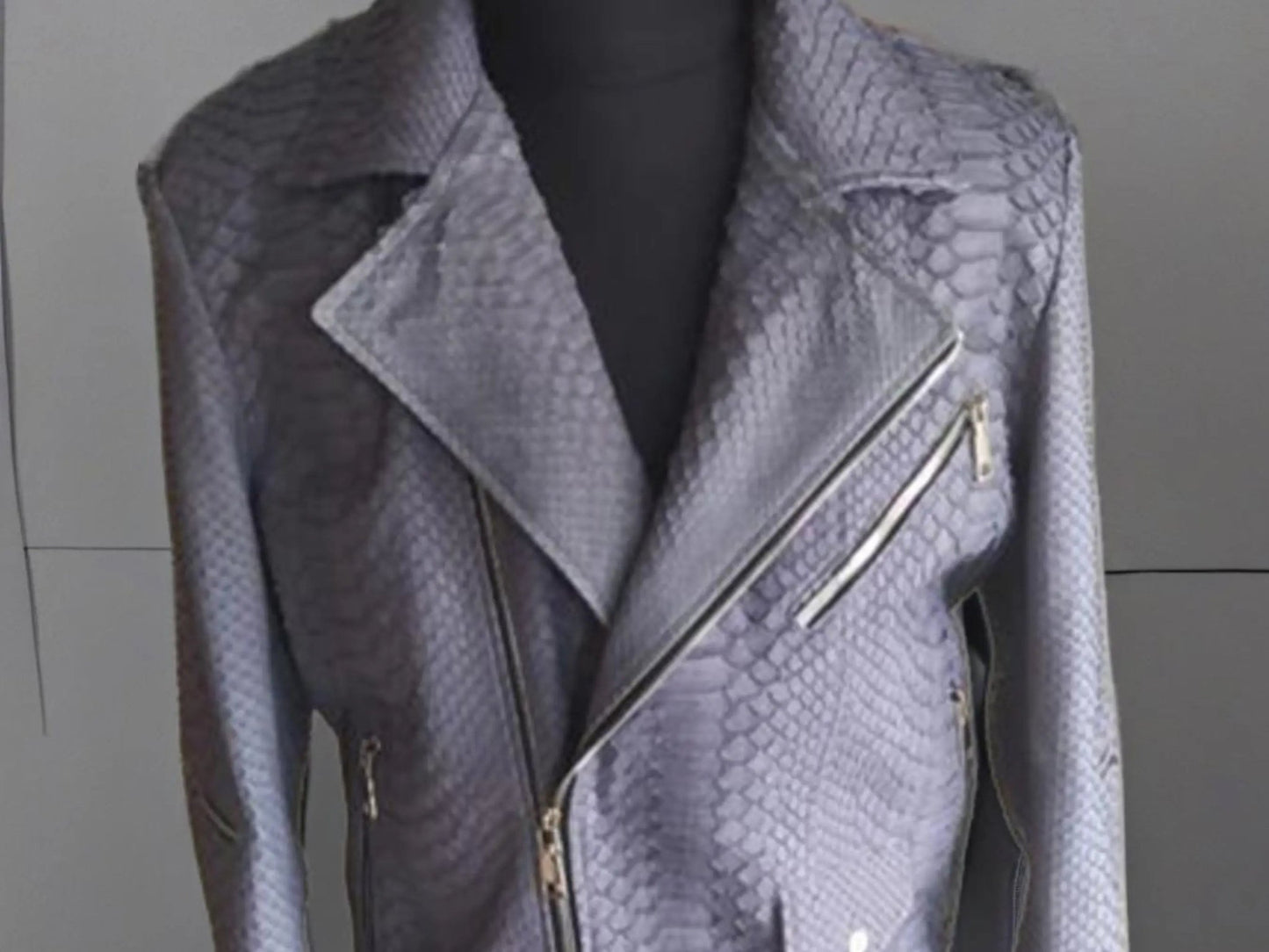 Amethyst Smoke Snakeskin Leather Jacket - Python Jacket by LFM Fashion
