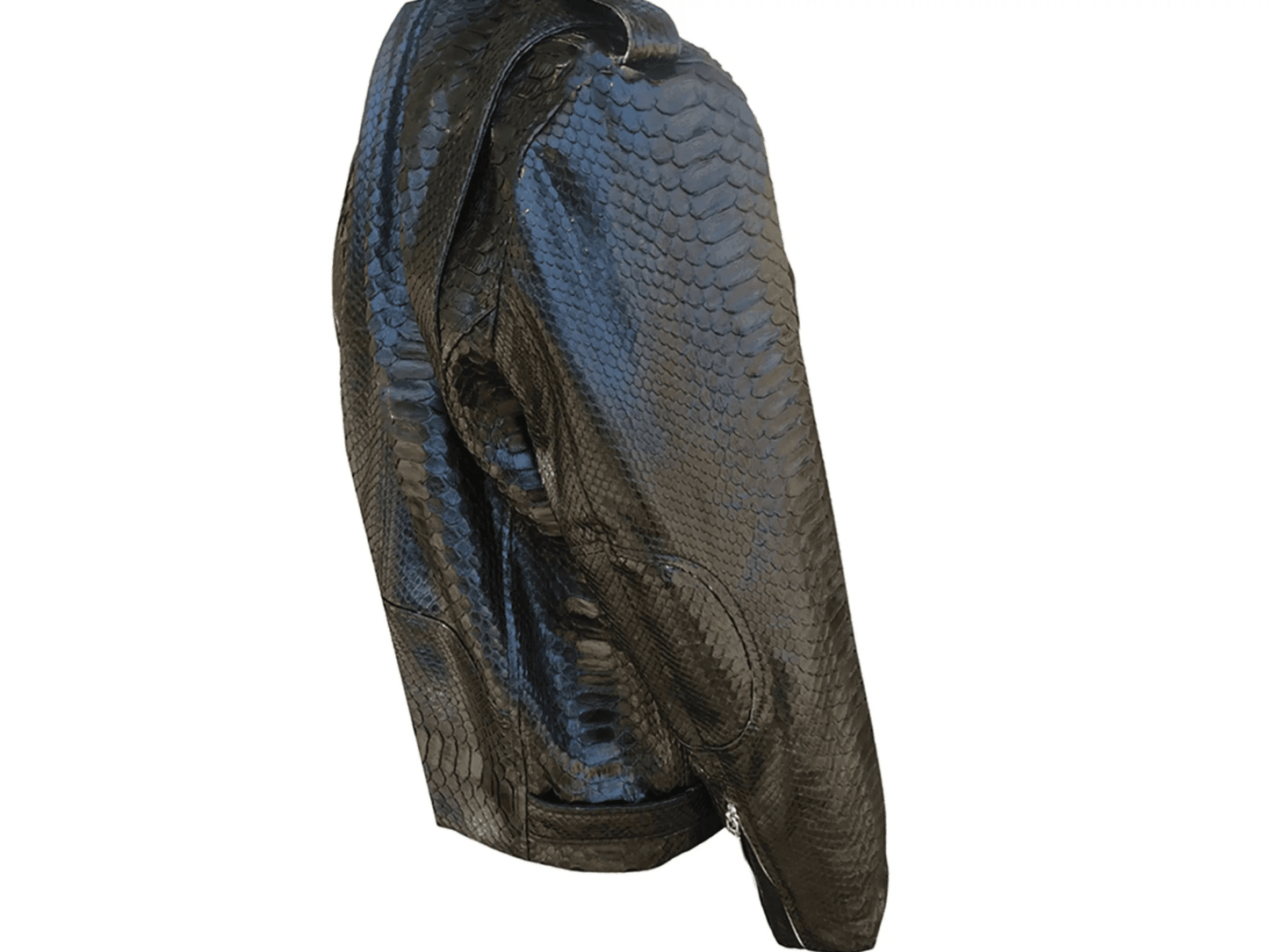 Black Motorcycle Leather Jacket Real Python Snake Skin with Glossy Finishing - Python Jacket by LFM Fashion