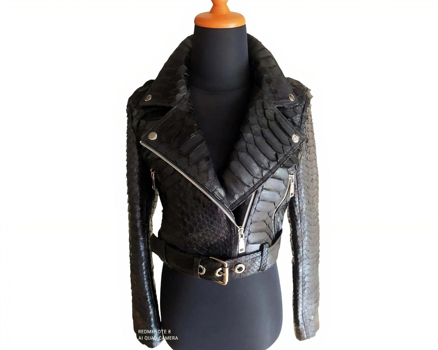 Black Python Snakeskin Leather Jacket for Women - Python Jacket by LFM Fashion