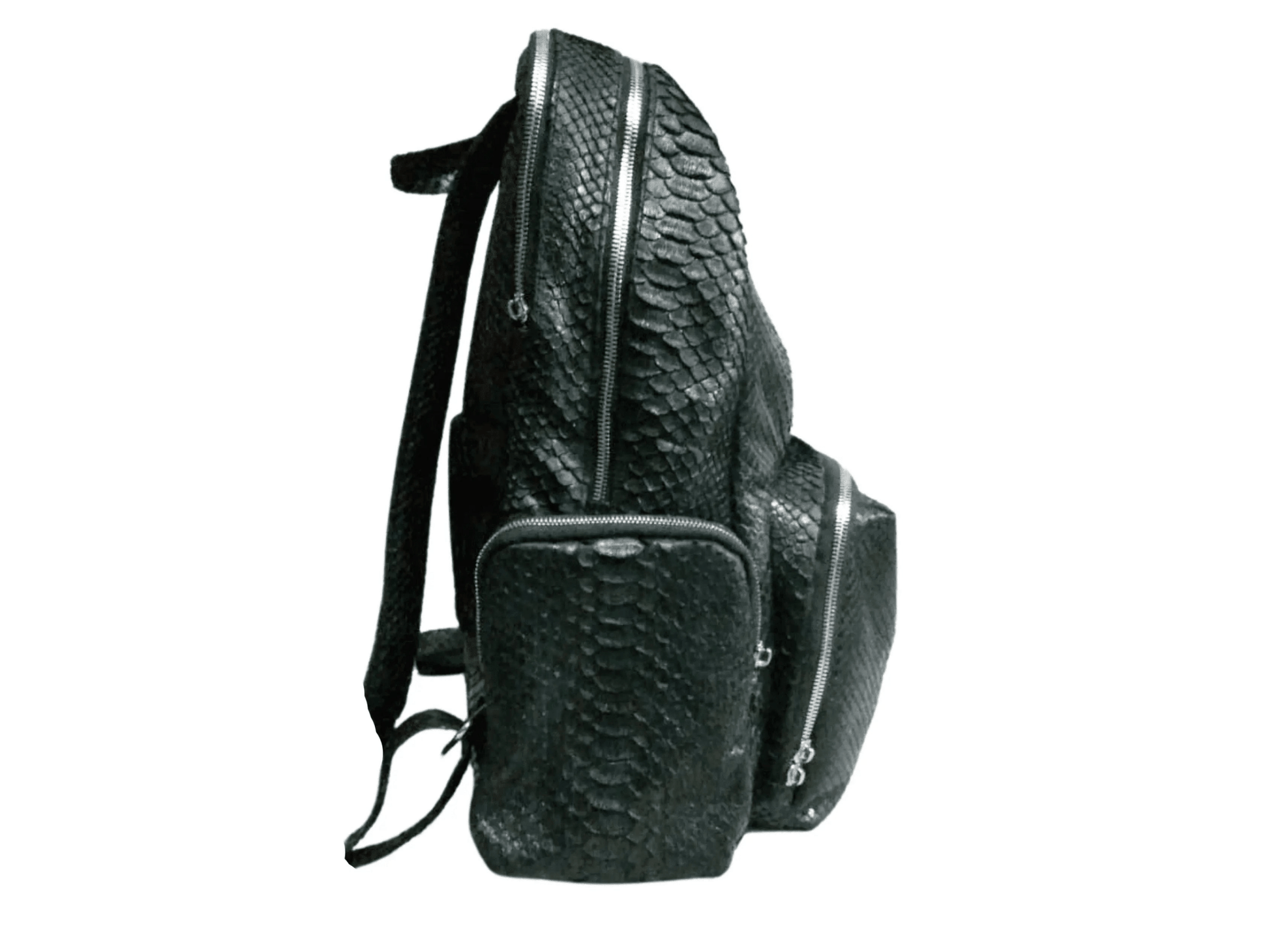 Black Snakeskin Backpack - Python Jacket by LFM Fashion