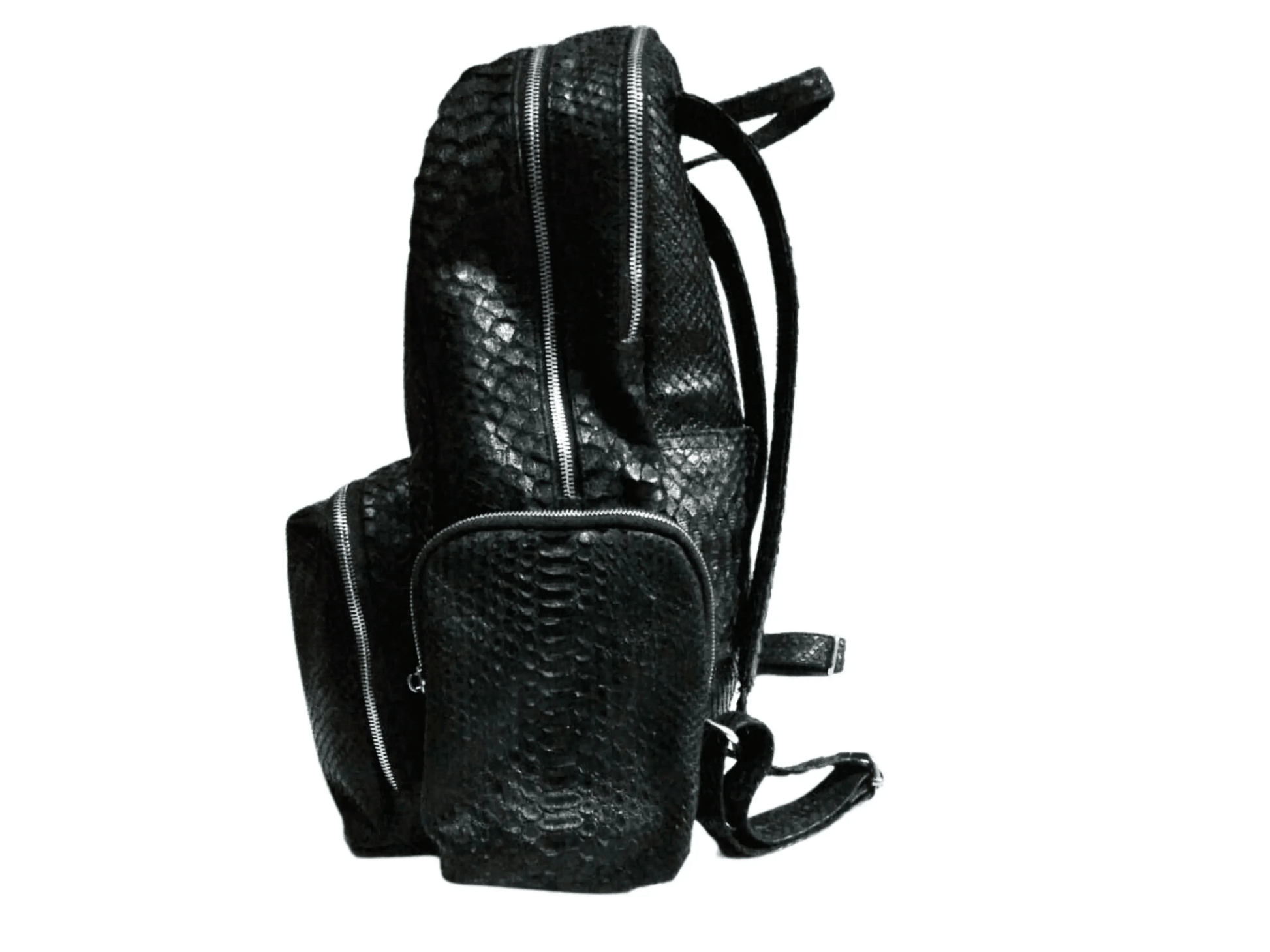 Black Snakeskin Backpack - Python Jacket by LFM Fashion
