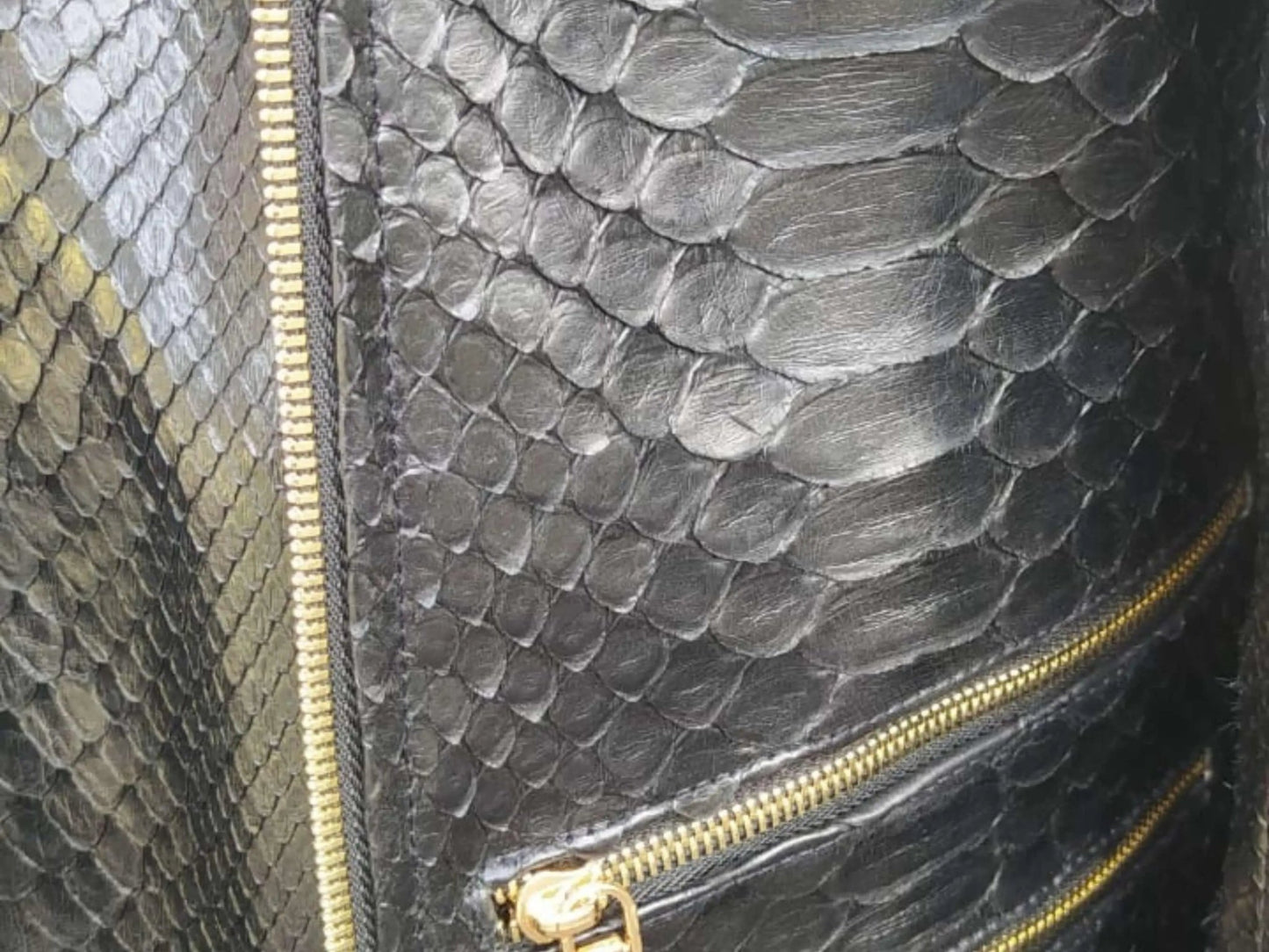 Black Snakeskin Leather Jacket Mens Outfit - Python Jacket by LFM Fashion