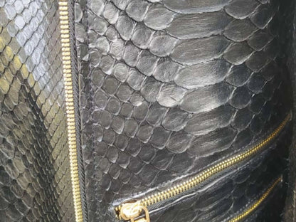Black Snakeskin Leather Jacket Mens Outfit - Python Jacket by LFM Fashion