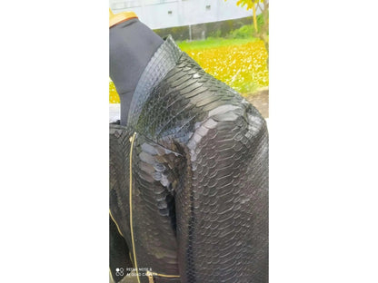 Black Snakeskin Leather Jacket Mens Outfit - Python Jacket by LFM Fashion