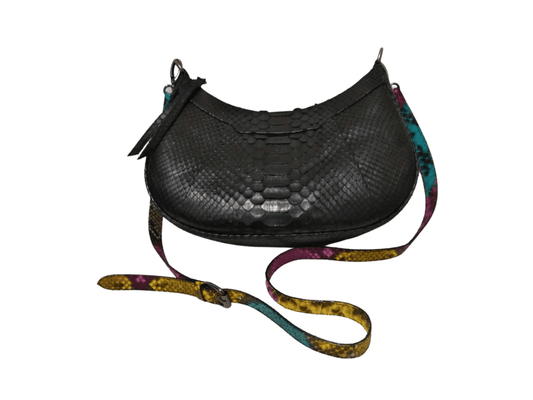 Black Snakeskin Shoulder Crossbody Bag - Python Jacket by LFM Fashion