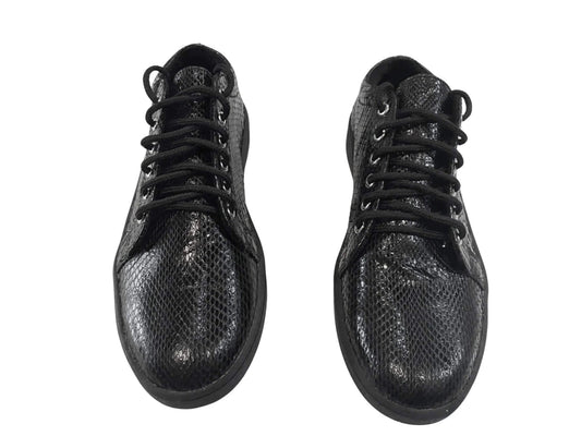 Black Snakeskin Sneaker Shoes - Python Jacket by LFM Fashion