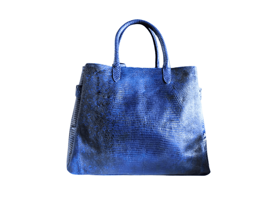 Blue Lizard Skin Totes Bag - Python Jacket by LFM Fashion