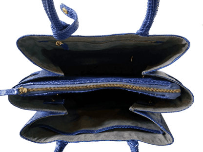 Blue Lizard Skin Totes Bag - Python Jacket by LFM Fashion