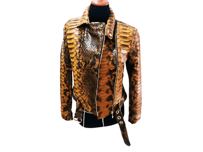 Brown Motorcycle Leather Jacket King Scales - LFM Fashion