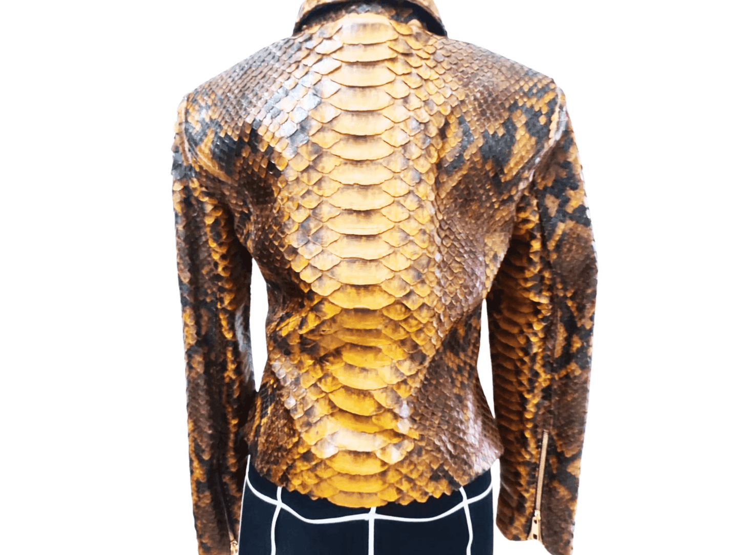 Brown Motorcycle Leather Jacket King Scales - Python Jacket by LFM Fashion