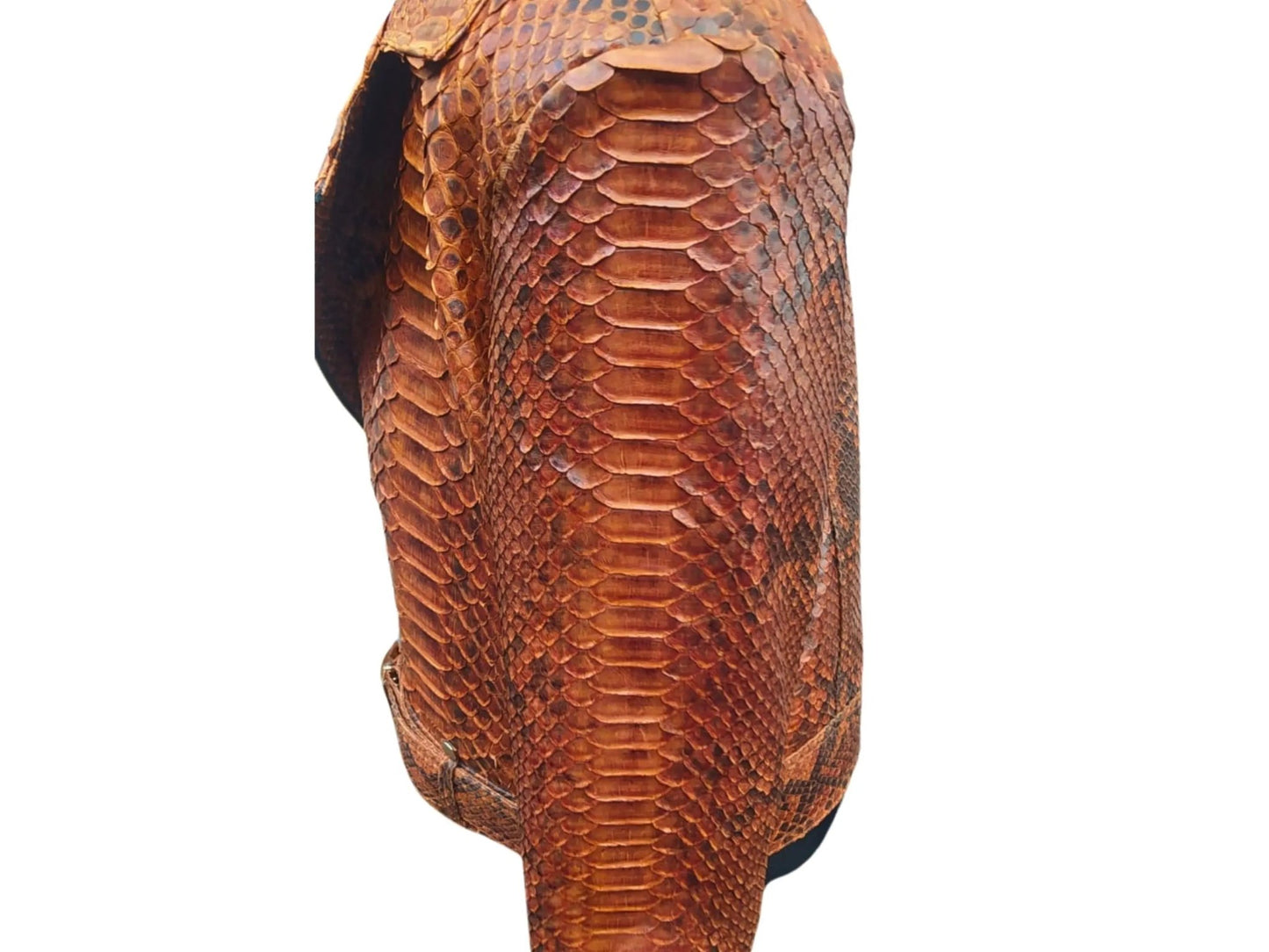 Brown Motorcycle Leather Jacket | King Snakeskin Python Leather Scales - Python Jacket by LFM Fashion