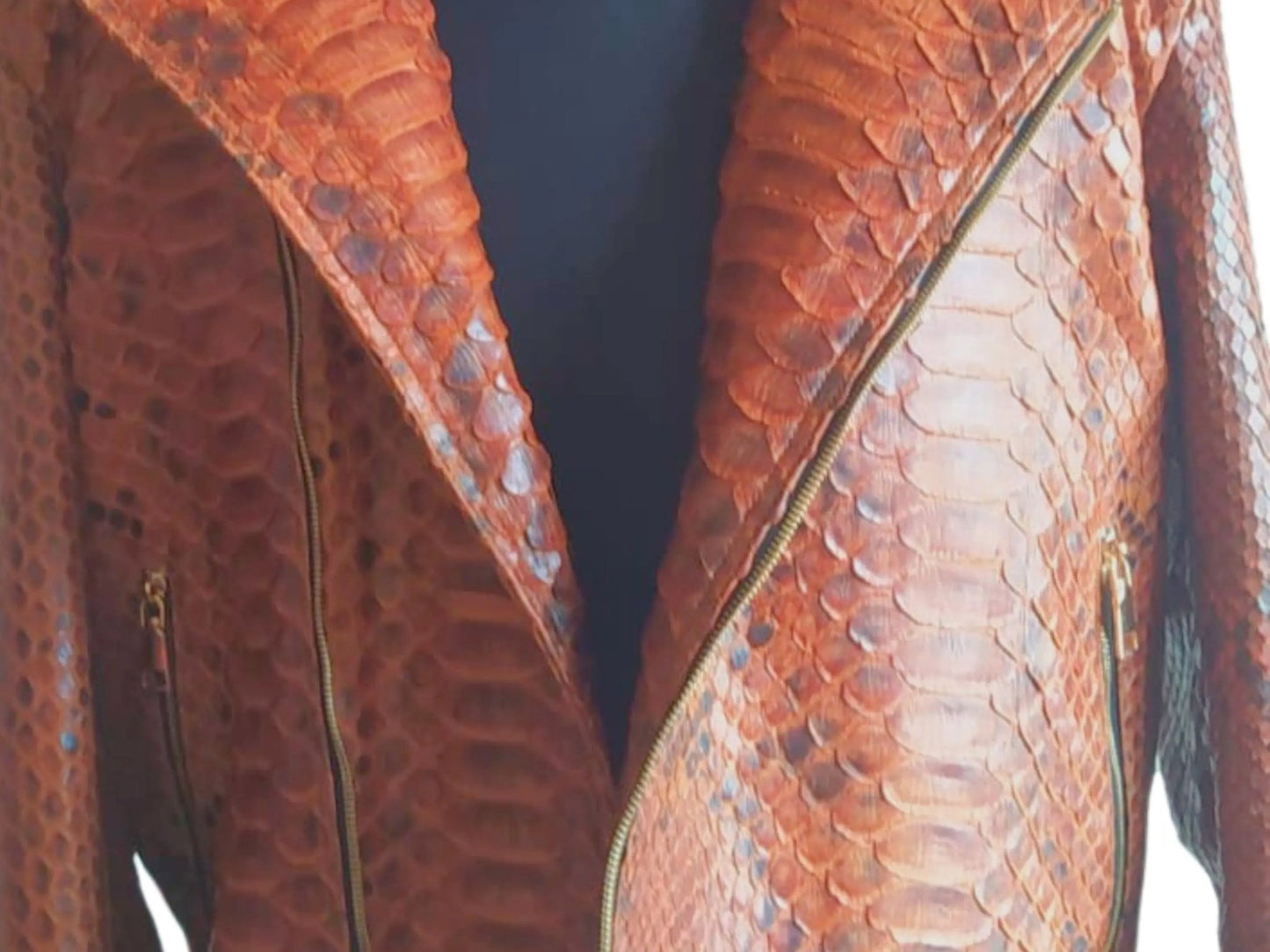 Brown Motorcycle Leather Jacket | King Snakeskin Python Leather Scales - Python Jacket by LFM Fashion