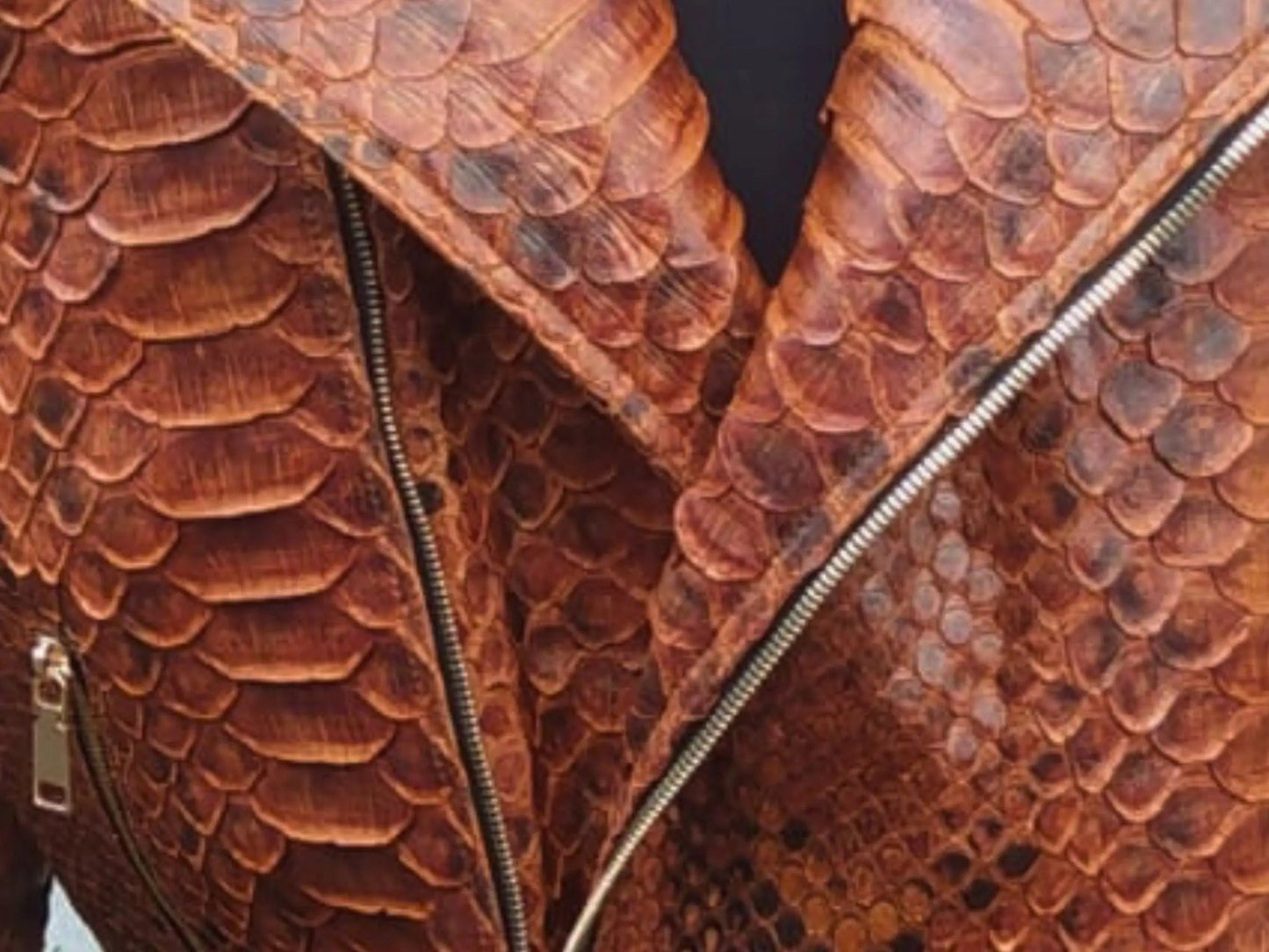 Brown Motorcycle Leather Jacket | King Snakeskin Python Leather Scales - Python Jacket by LFM Fashion