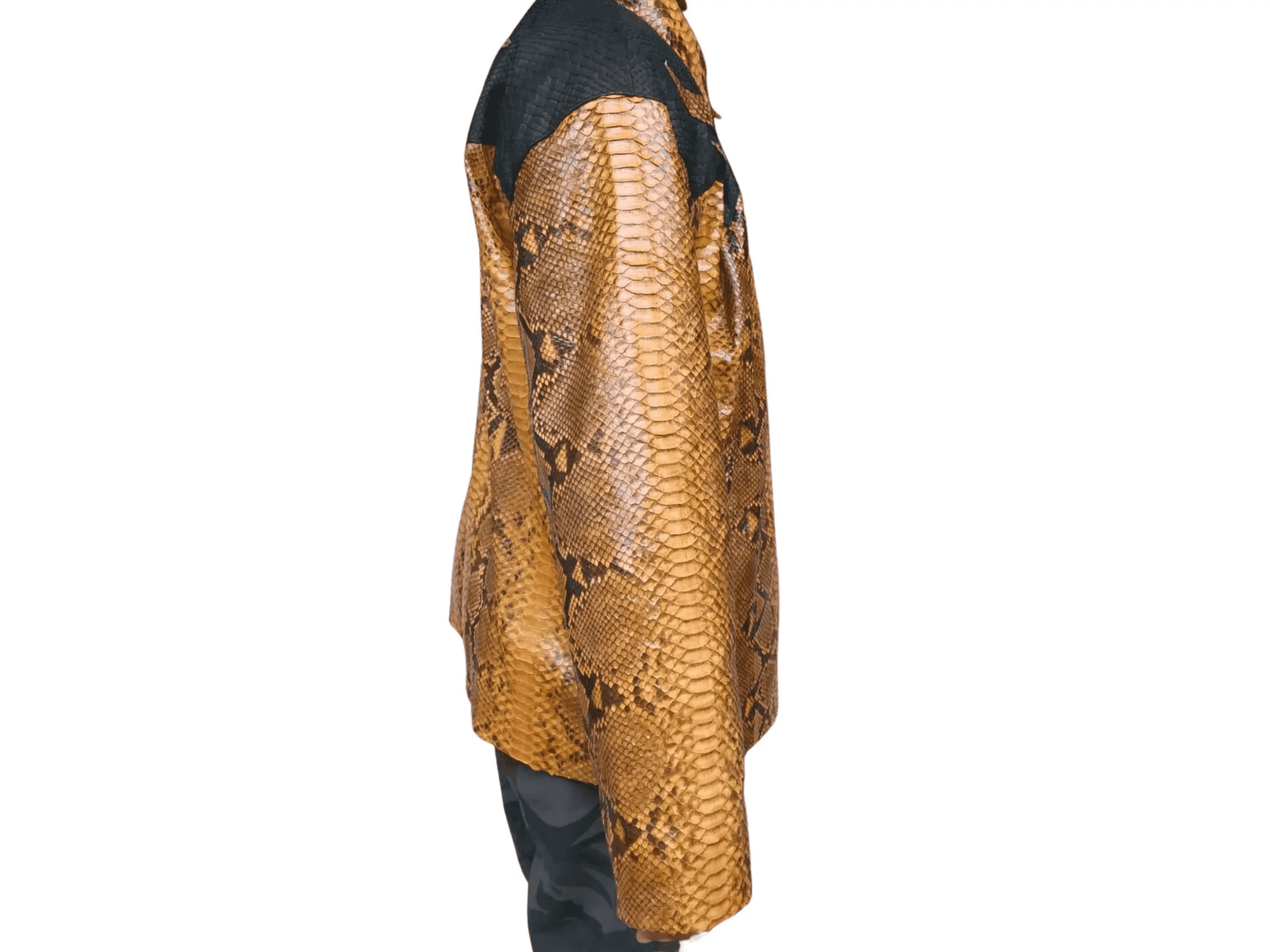 Brown Python Snakeskin Leather Jacket - Python Jacket by LFM Fashion