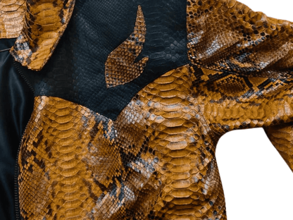 Brown Python Snakeskin Leather Jacket - Python Jacket by LFM Fashion