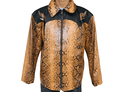 Brown Python Snakeskin Leather Jacket - Python Jacket by LFM Fashion