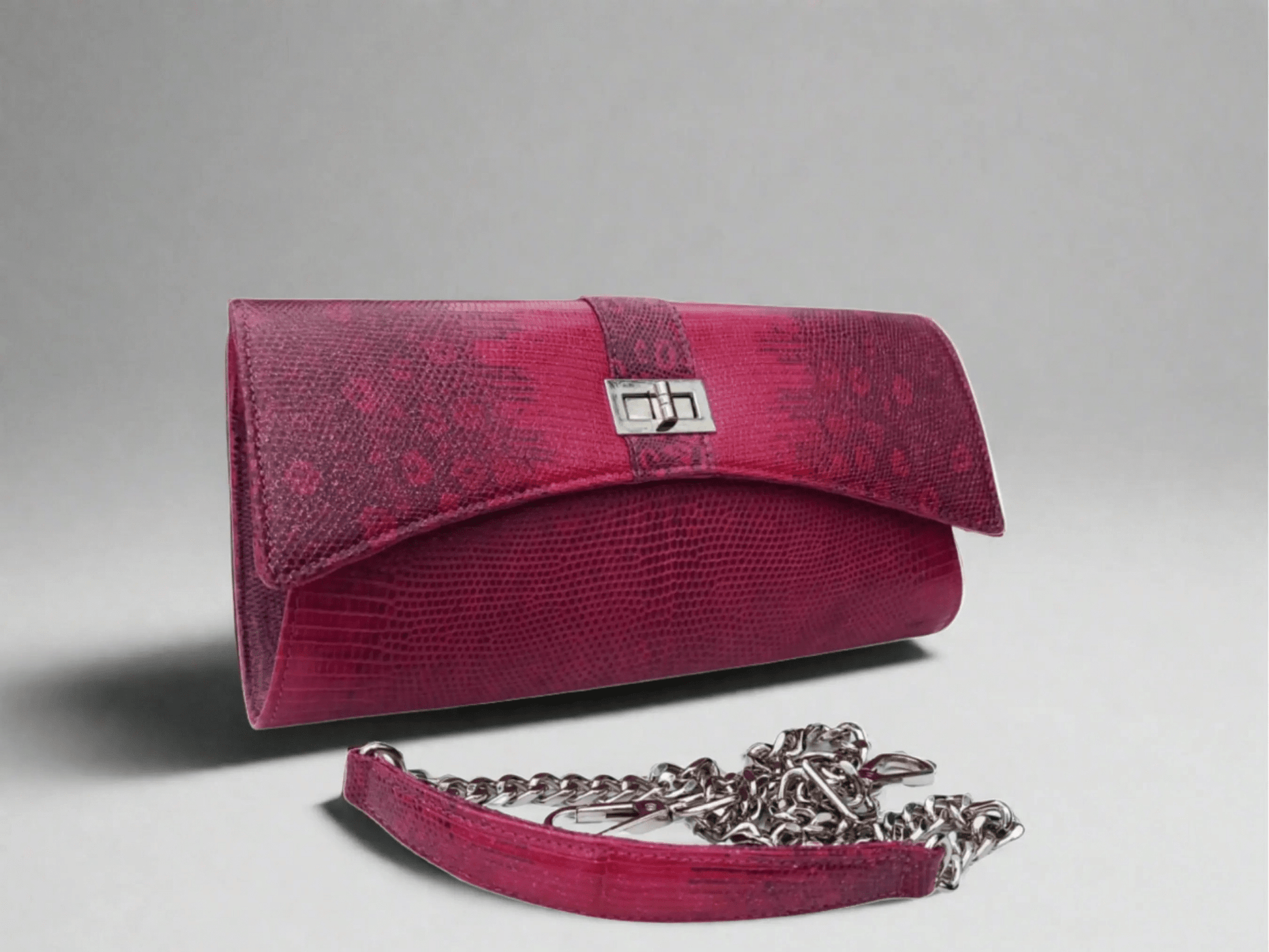 Crossbody Bag with Chain Strap - Genuine Lizard Skin - Python Jacket by LFM Fashion