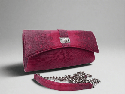 Crossbody Bag with Chain Strap - Genuine Lizard Skin - Python Jacket by LFM Fashion