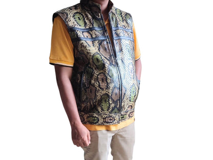 Genuine Python Snakeskin Motorcycle Leather Vest - LFM Fashion