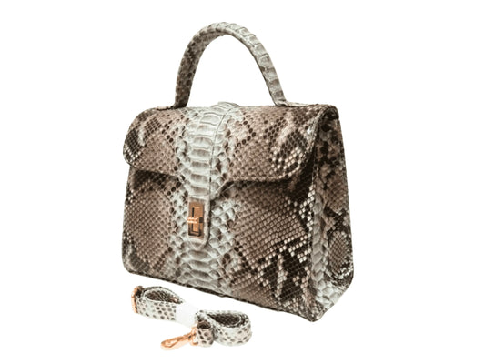 Gray Snakeskin Purses Chain Strap Python Jacket by LFM Fashion