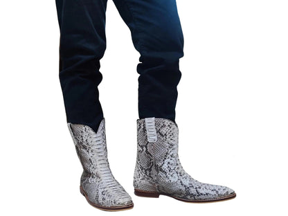 Grey Snakeskin Cowboy Boots - Python Jacket by LFM Fashion