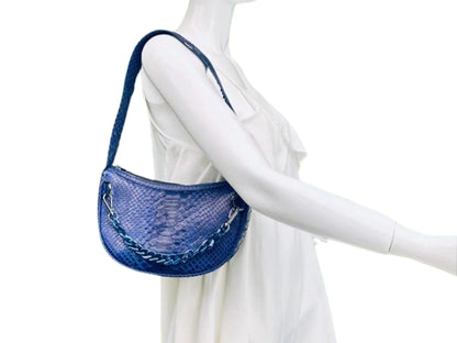 Half Moon Shoulder Bag Acrylic Strap Accent - Python Jacket by LFM Fashion