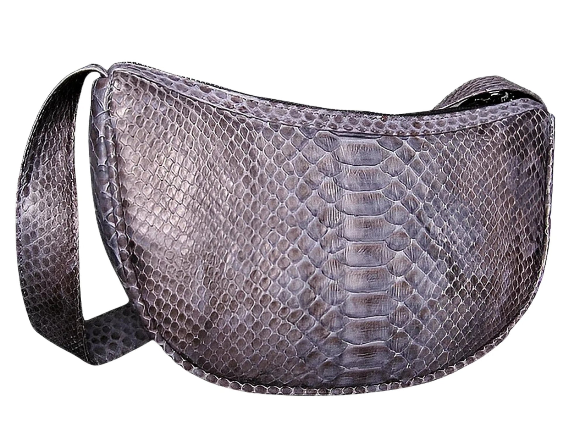 Half Moon Shoulder Bag Acrylic Strap Accent - Python Jacket by LFM Fashion