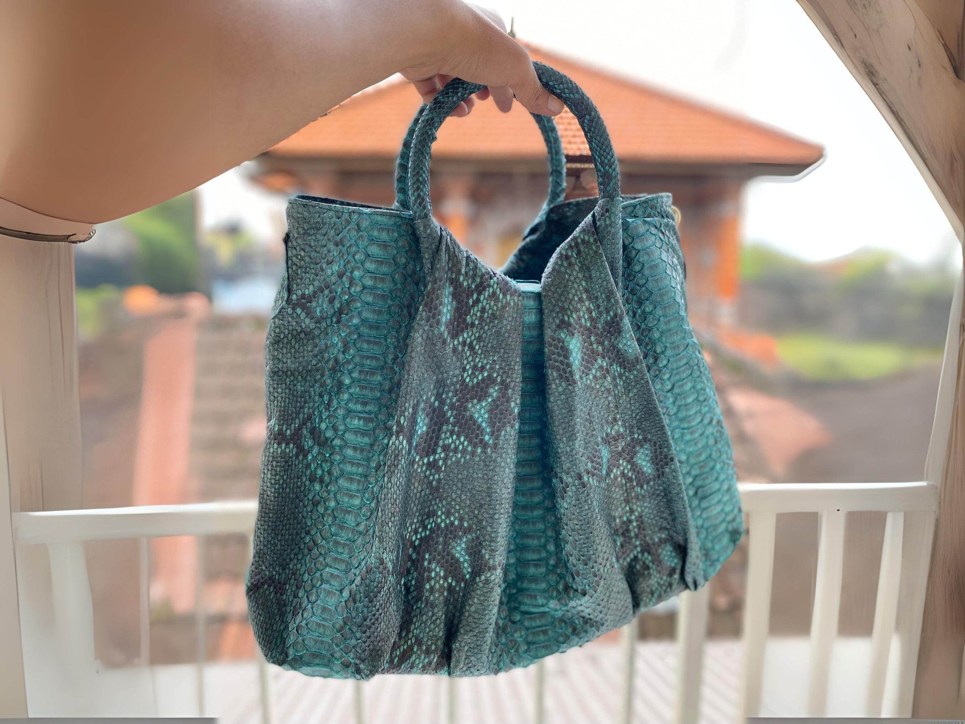 Dark Green Snakeskin Hobo Bag - LFM Fashion