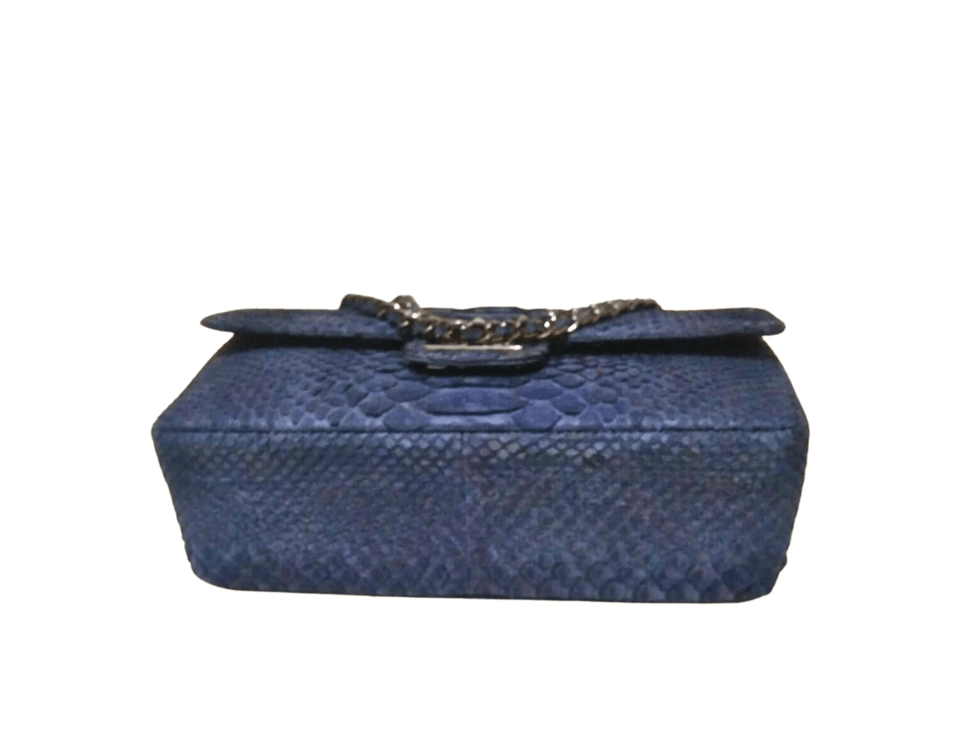 Independence Blue Snakeskin Double Flap Shoulder Bag - Python Jacket by LFM Fashion