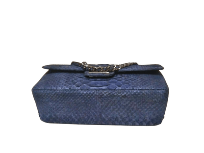 Independence Blue Snakeskin Double Flap Shoulder Bag - Python Jacket by LFM Fashion