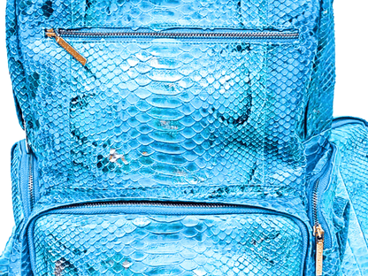 Light Blue Snakeskin Backpack - Python Jacket by LFM Fashion