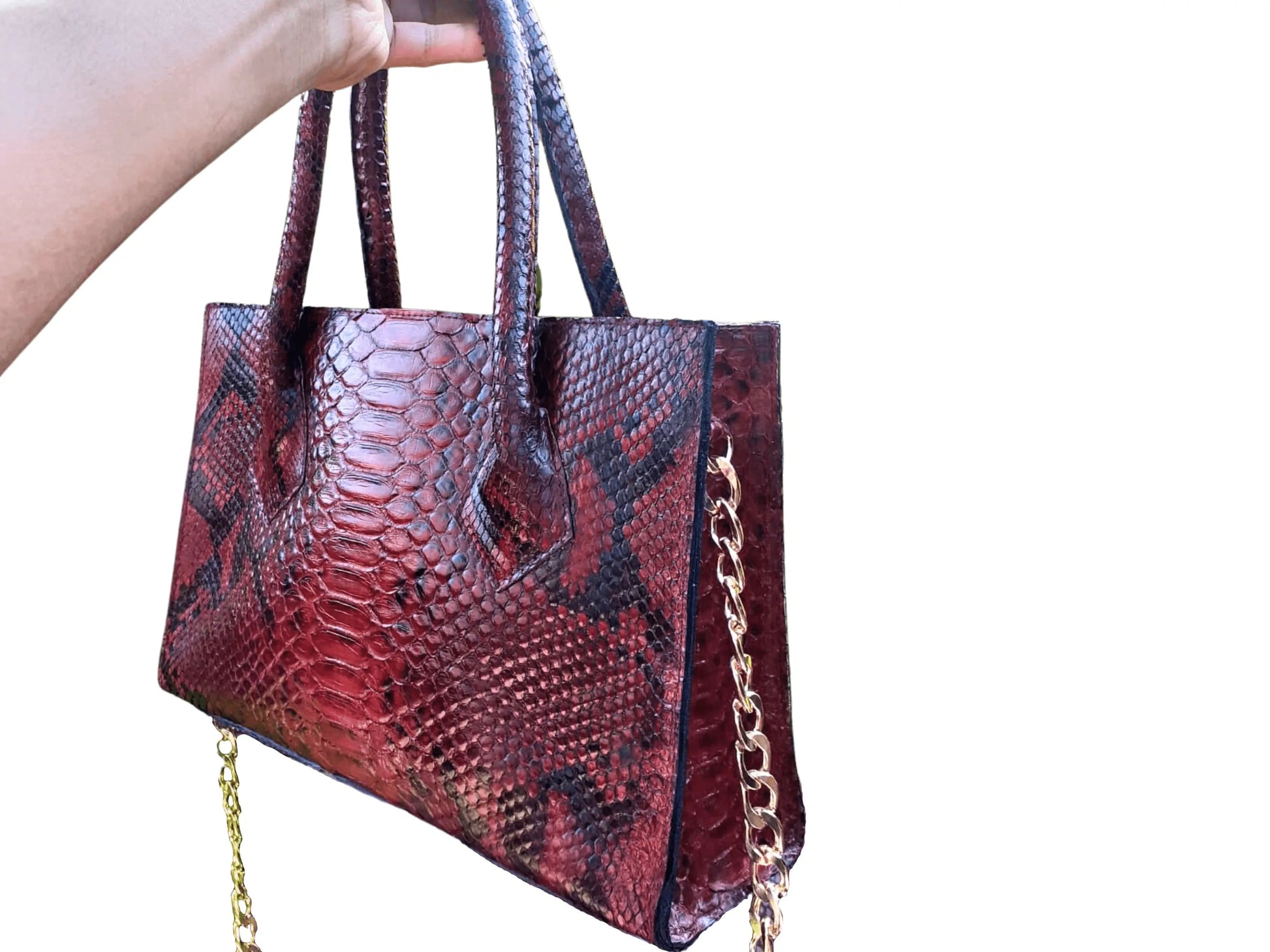 Maroon Totes Snakeskin Bag - Python Jacket by LFM Fashion