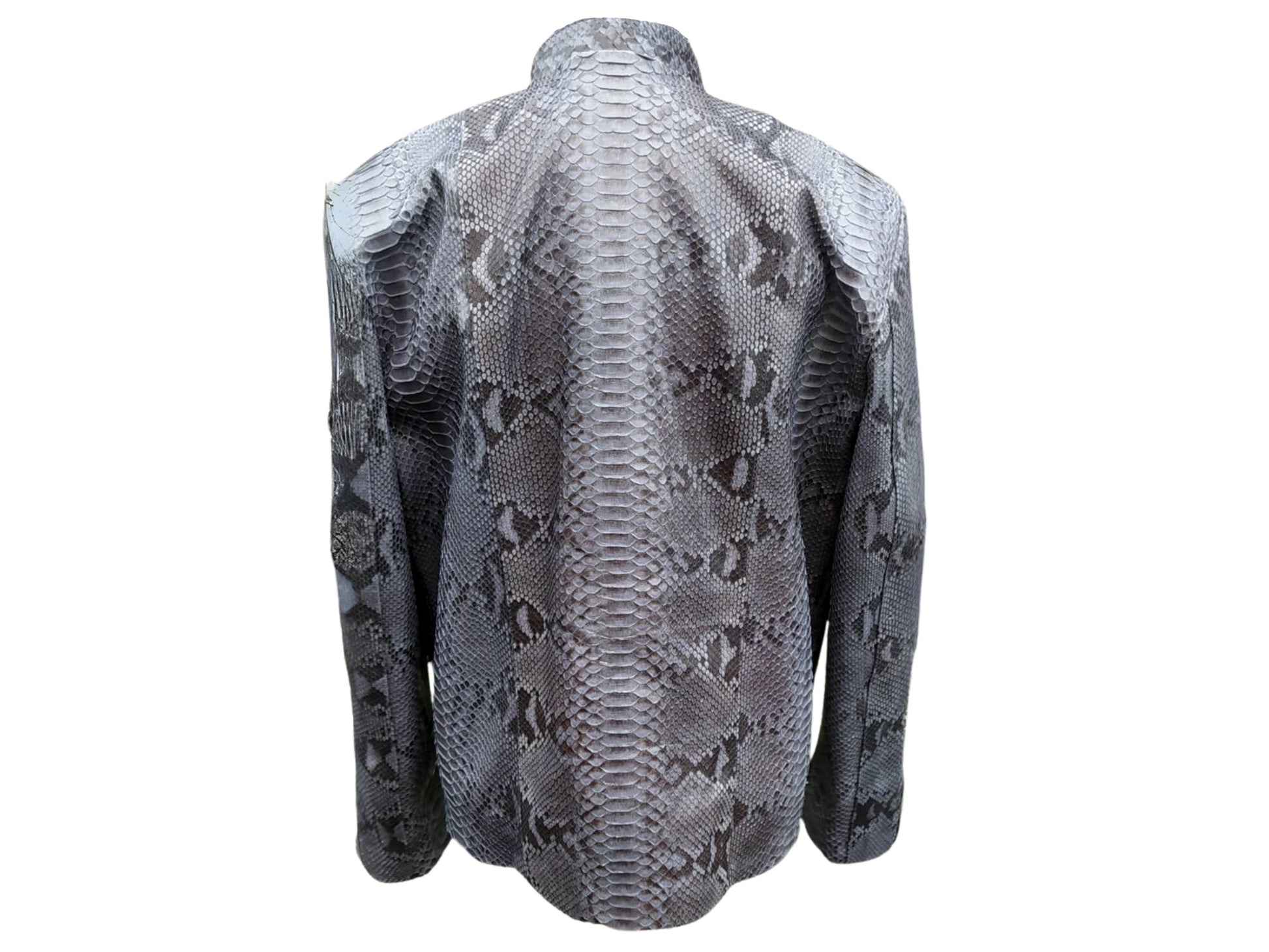 Snakeskin-patterned jacket on a white background