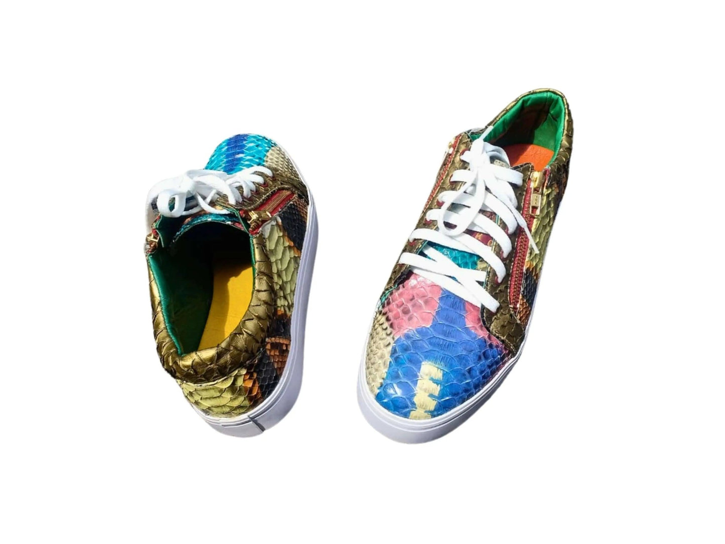 Multi Color Snakeskin Sneaker Shoes - Python Jacket by LFM Fashion
