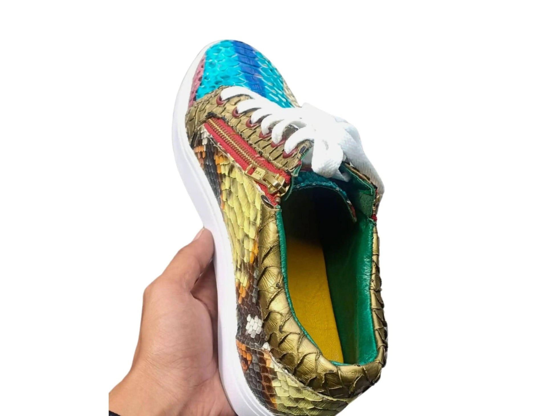 Multi Color Snakeskin Sneaker Shoes - Python Jacket by LFM Fashion