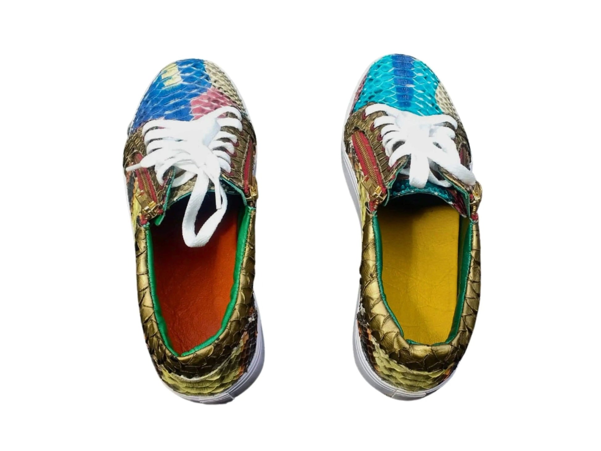 Multi Color Snakeskin Sneaker Shoes - Python Jacket by LFM Fashion