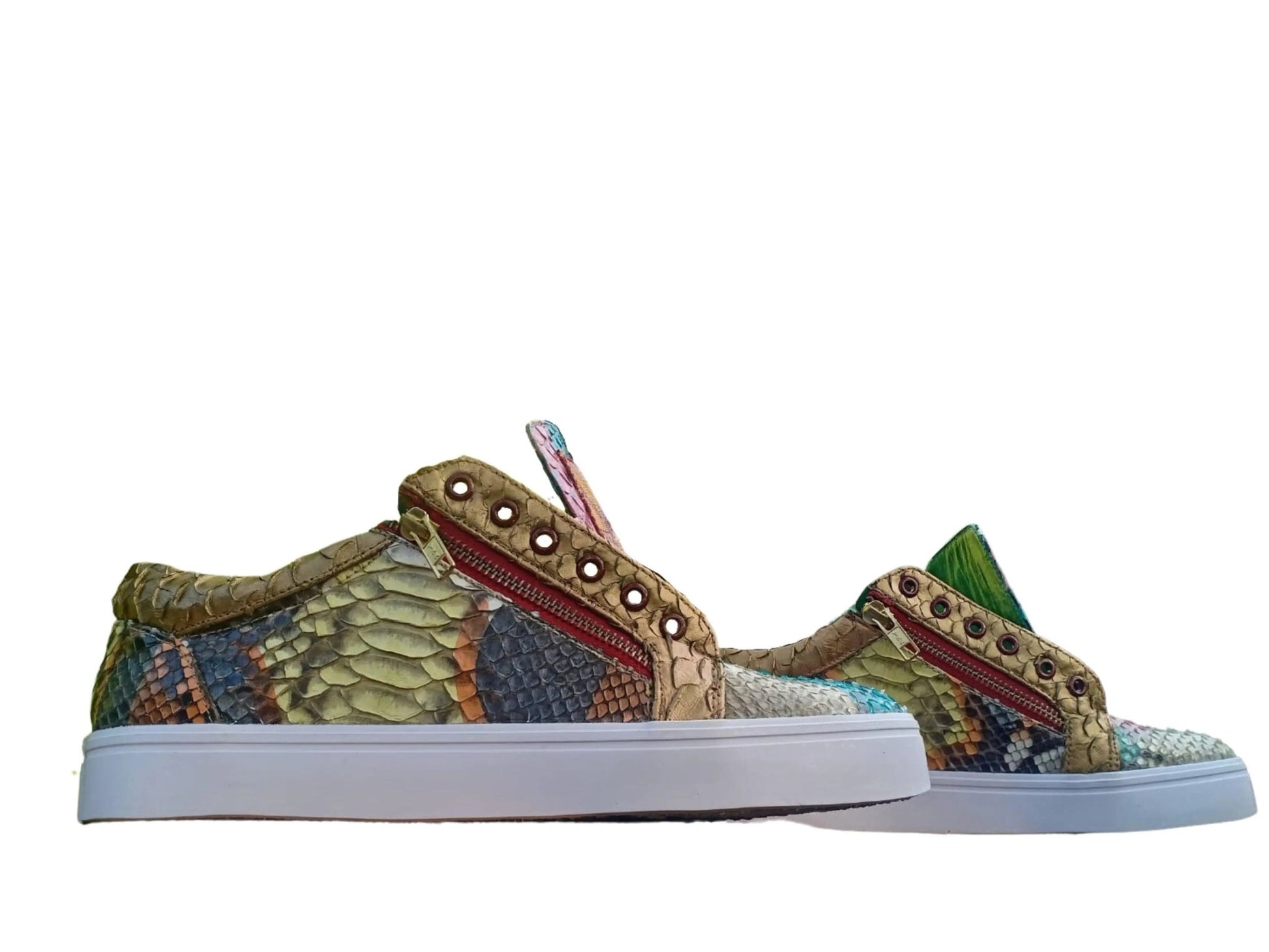 Multi Color Snakeskin Sneaker Shoes - Python Jacket by LFM Fashion