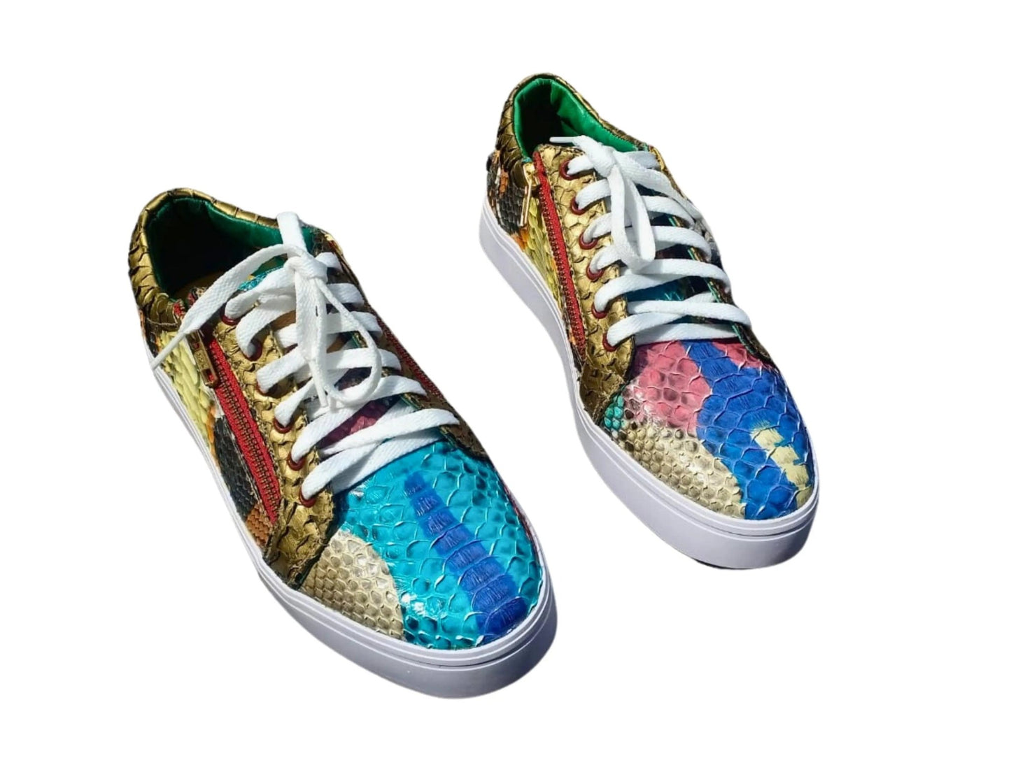 Multi Color Snakeskin Sneaker Shoes - Python Jacket by LFM Fashion