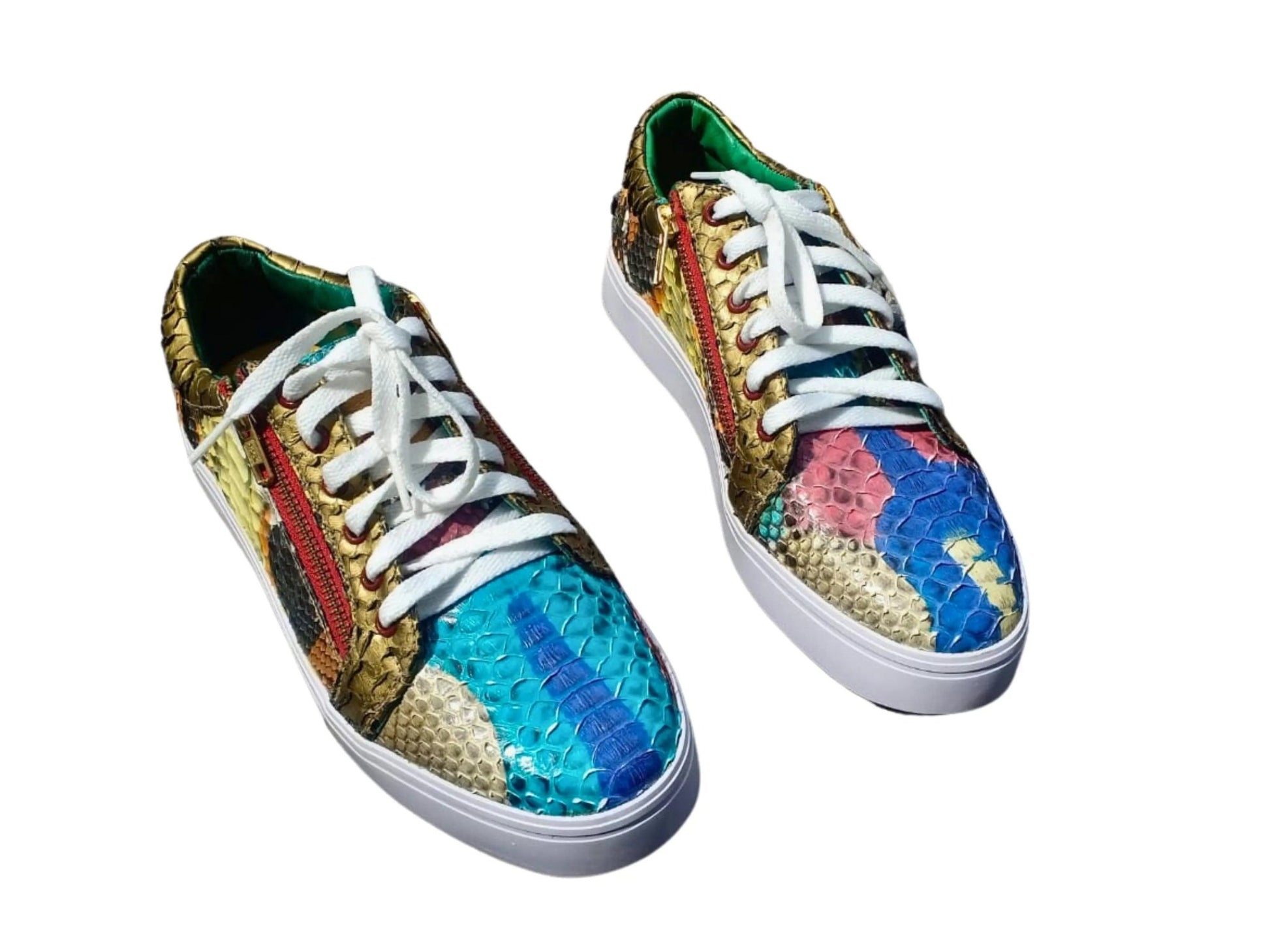 Multi Color Snakeskin Sneaker Shoes - Python Jacket by LFM Fashion